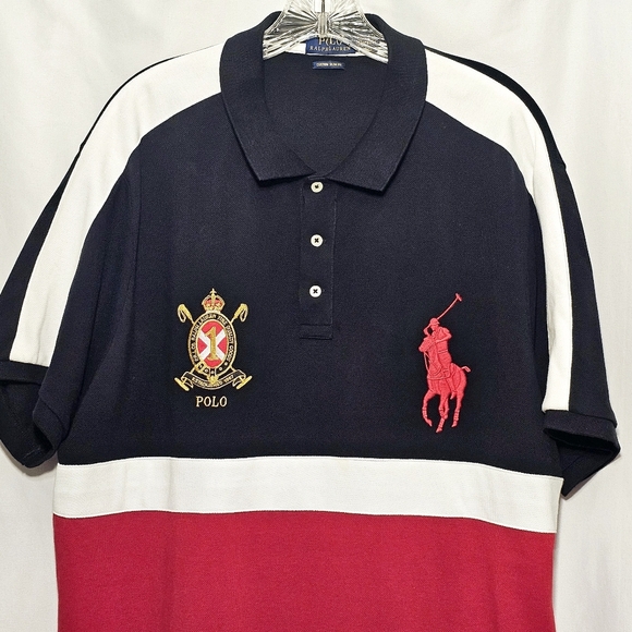POLO Ralph Lauren Mens Short Sleeve Big Pony Black Red White Polo Shirt XXL - Picture 2 of 8